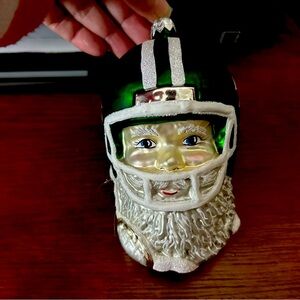 Blown glass Michigann State Sparty Santa ornament